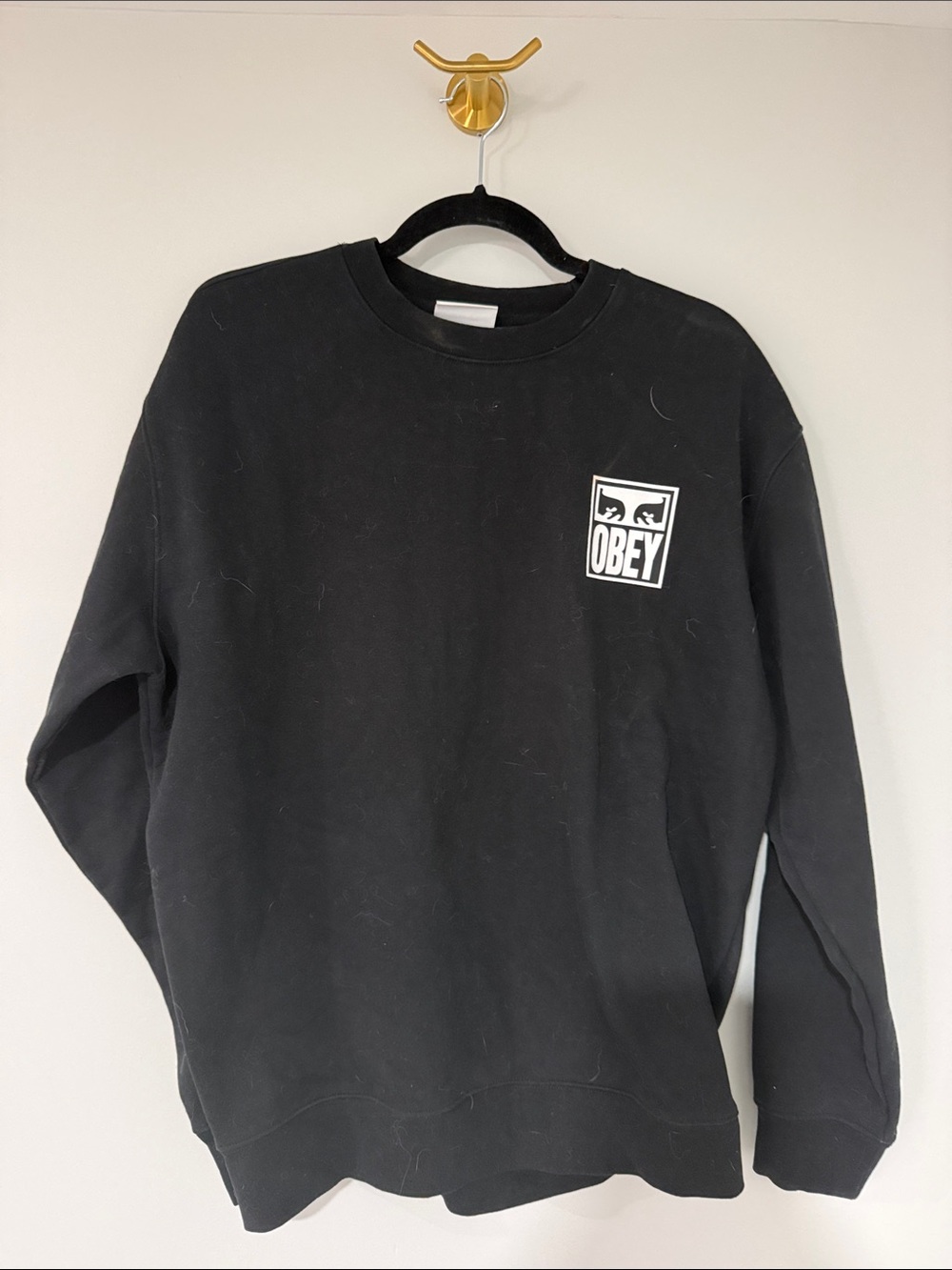 Obey Black Crewneck with White Chest Logo